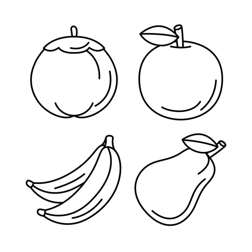 fruit objects vector illustrations set