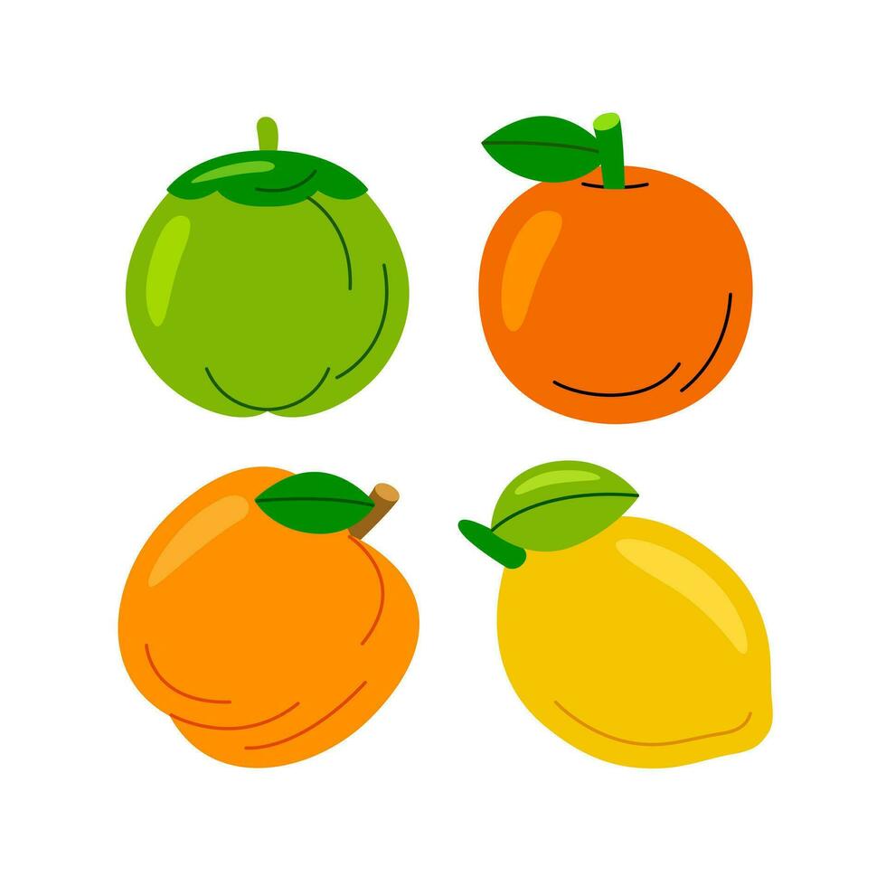 fruit objects vector illustrations set