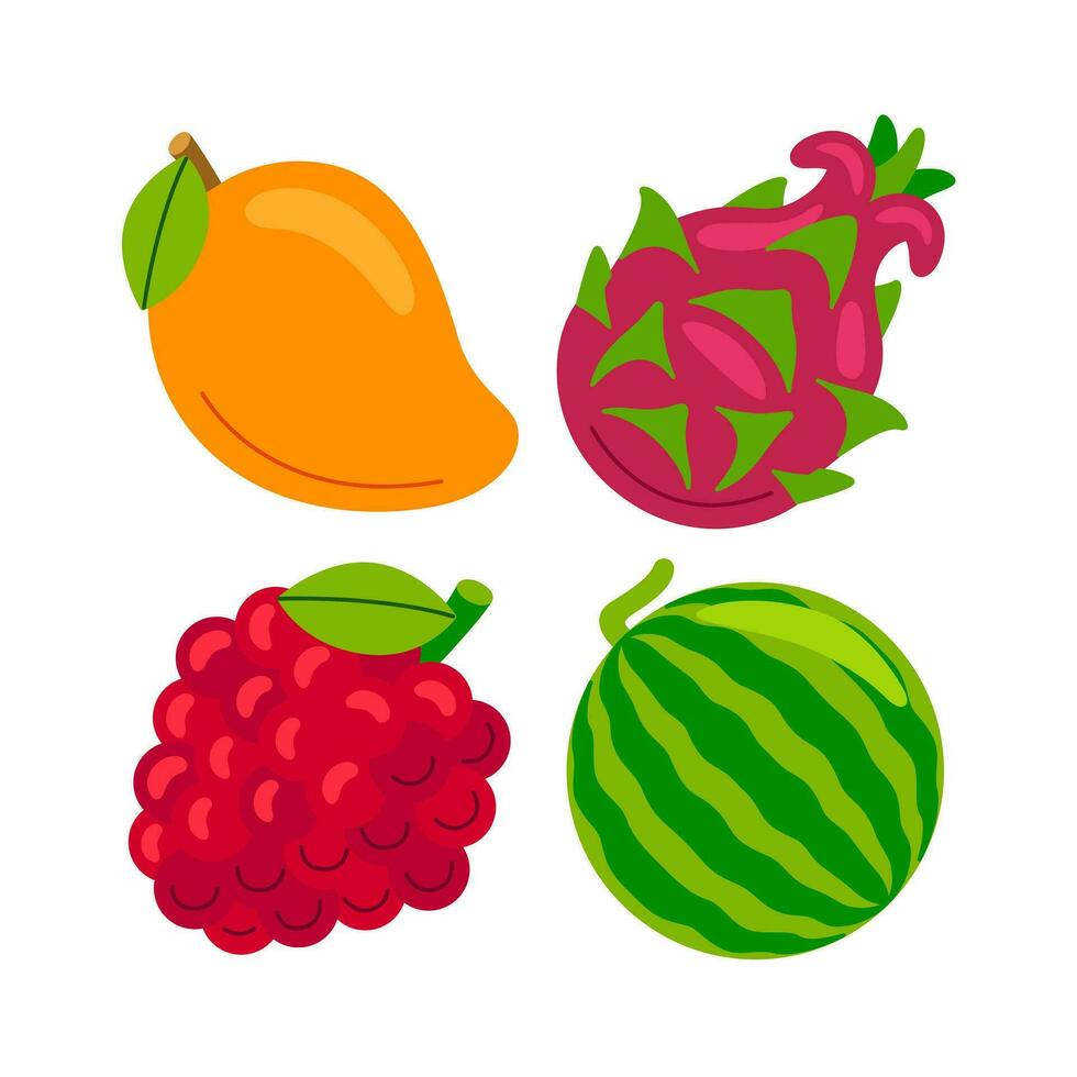 fruit objects vector illustrations set