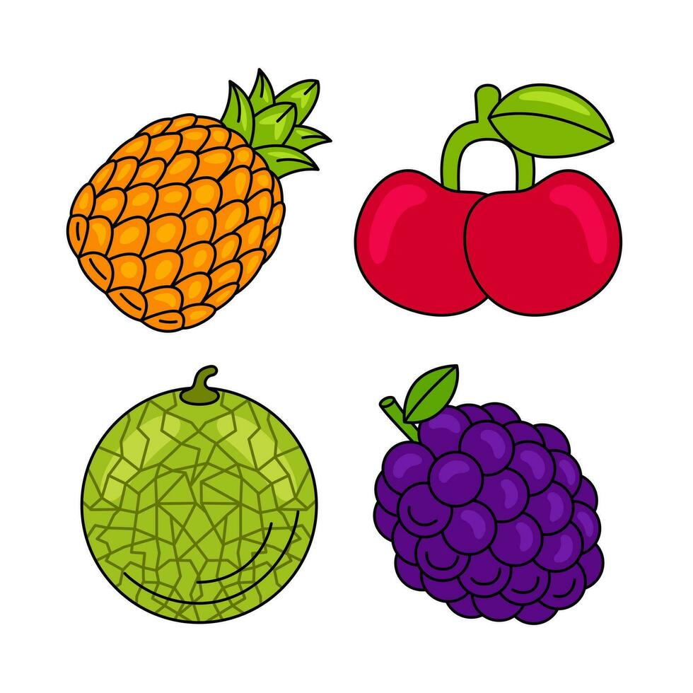 fruit objects vector illustrations set