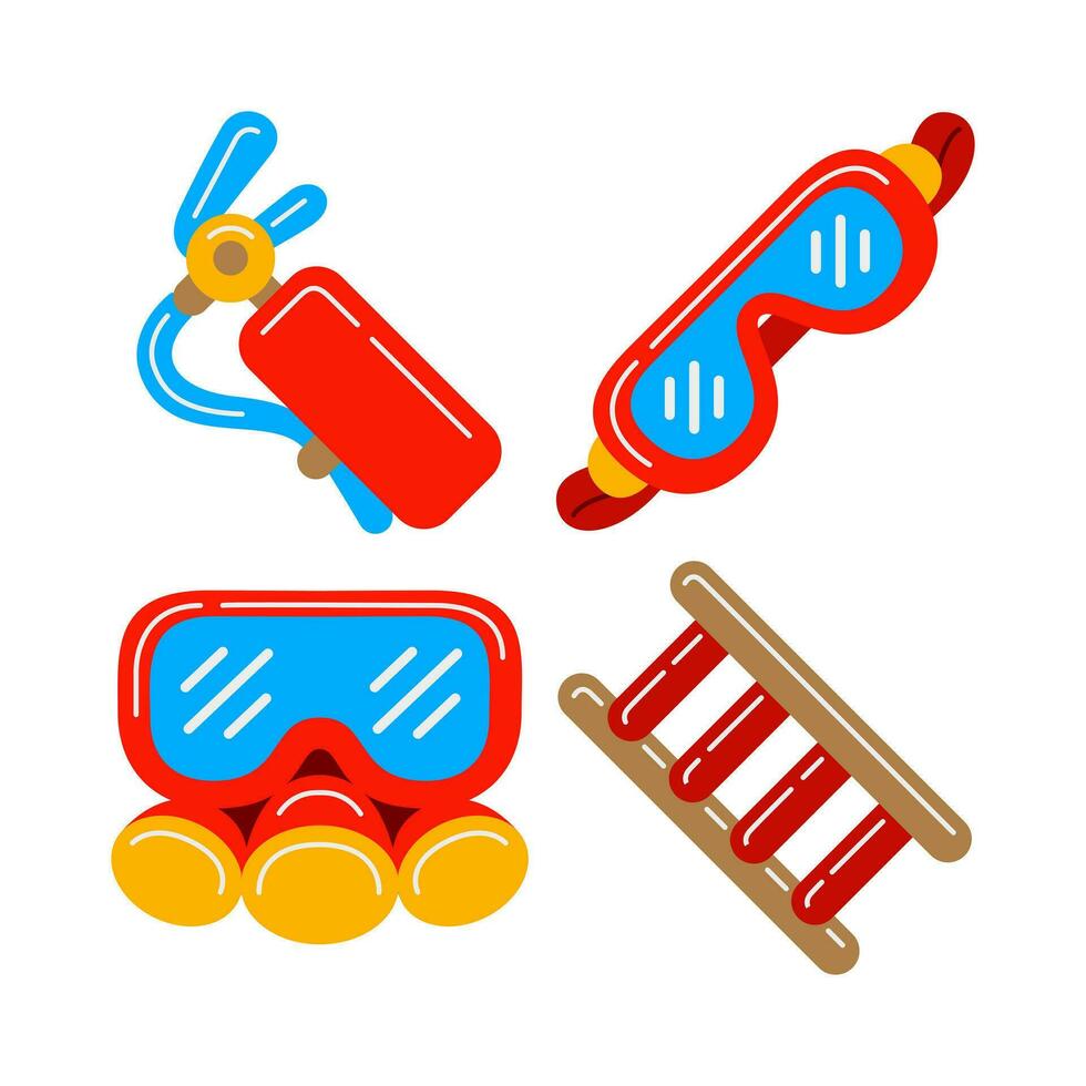 firefighter objects vector illustrations set