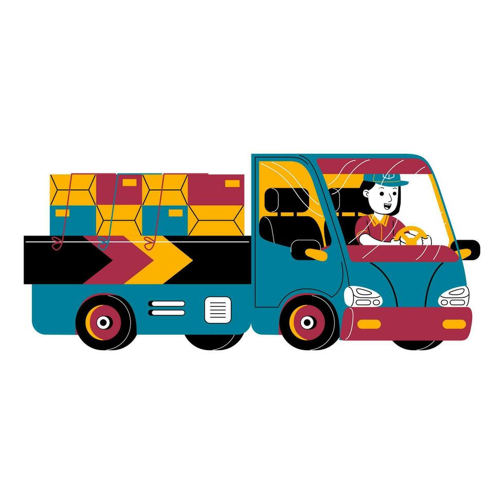 young woman courier vector illustration