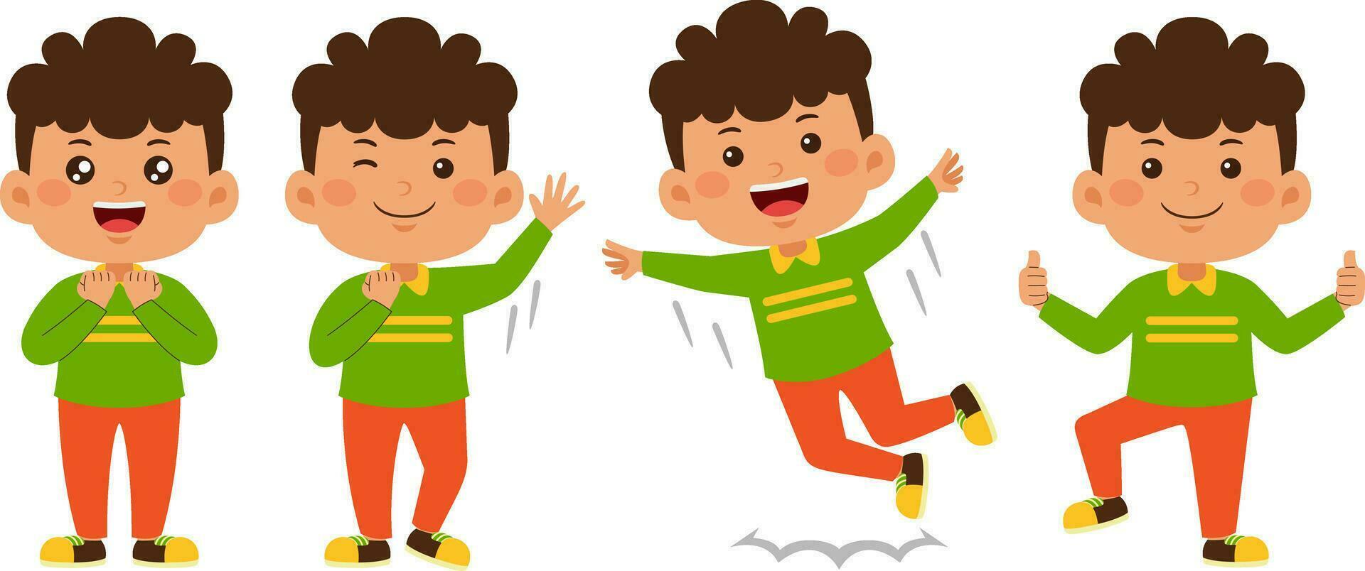 cute little kid boy vector illustration