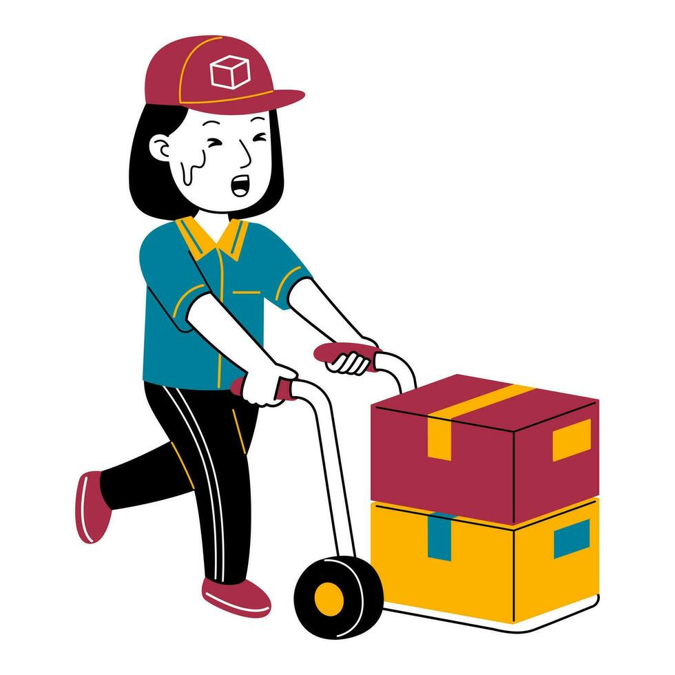 young woman courier vector illustration