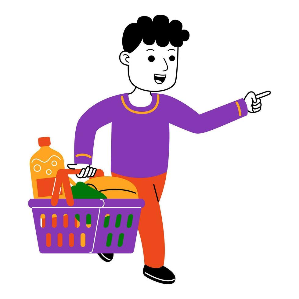 young man shopper vector illustration