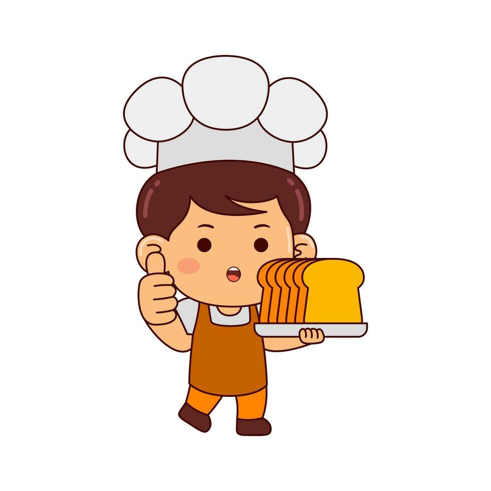 linda panadero chico dibujos animados personaje vector ilustración