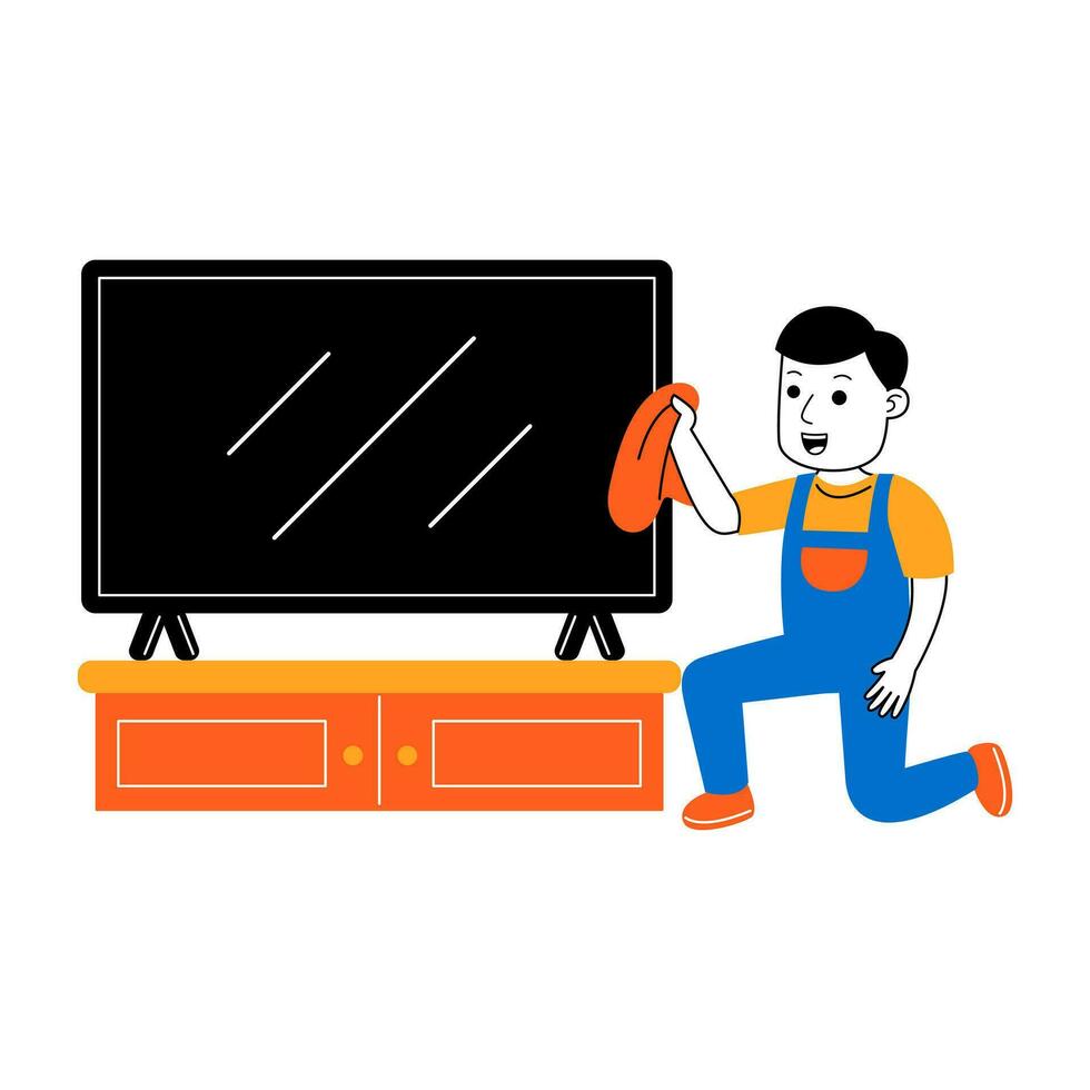 young man house cleaner vector illustration