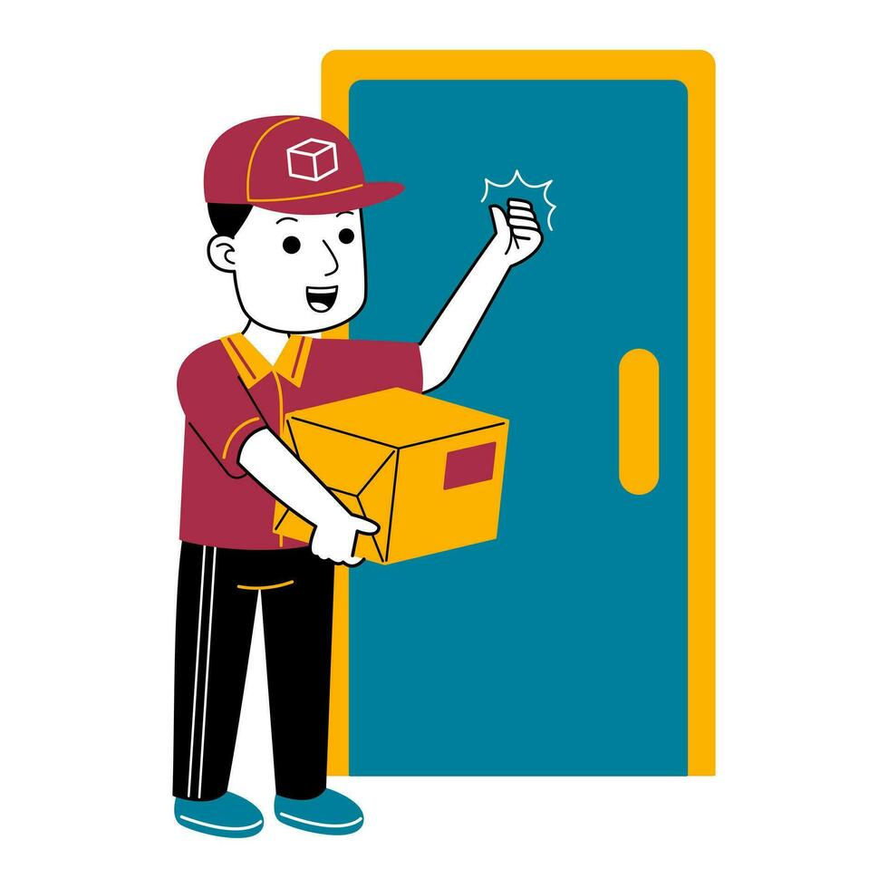 young man courier vector illustration