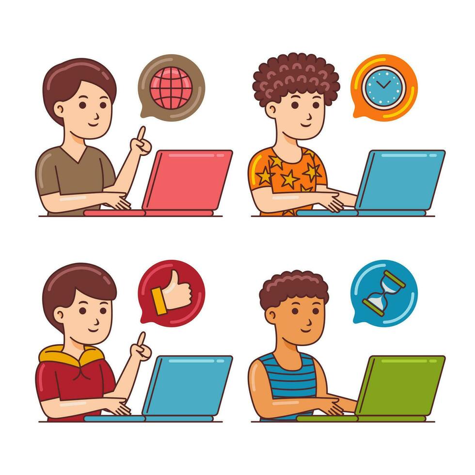 young man working vector illustration