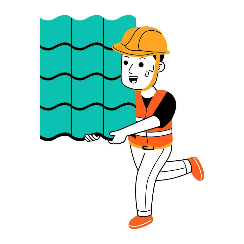 young man builder vector illustration