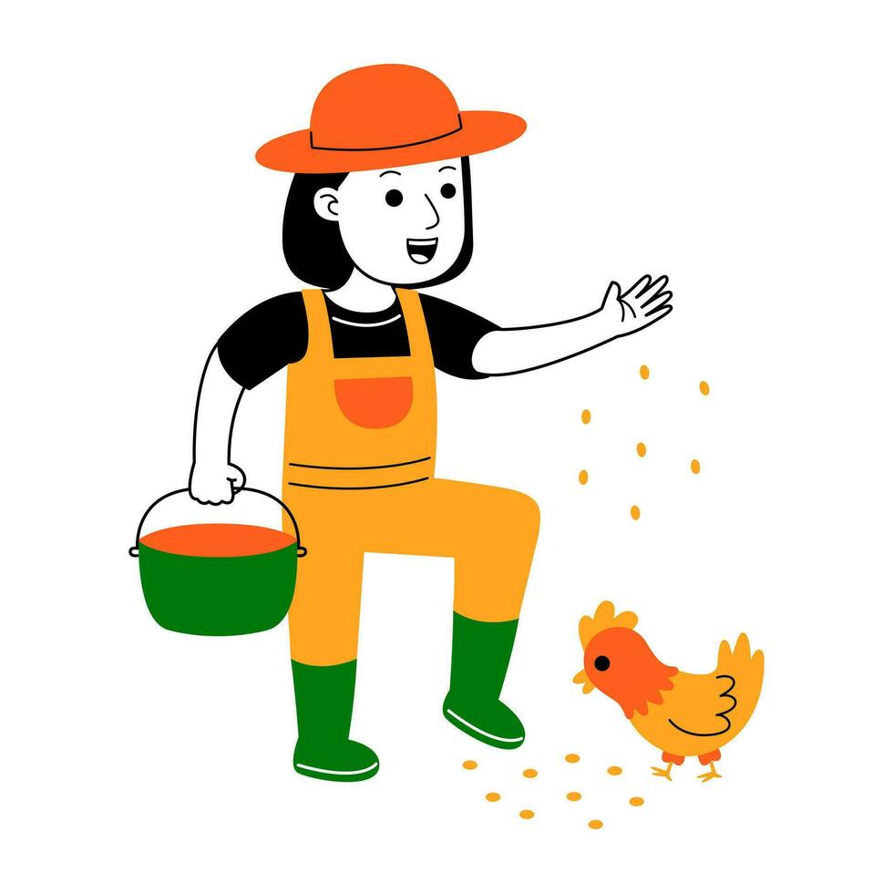 young woman farmer vector illustration