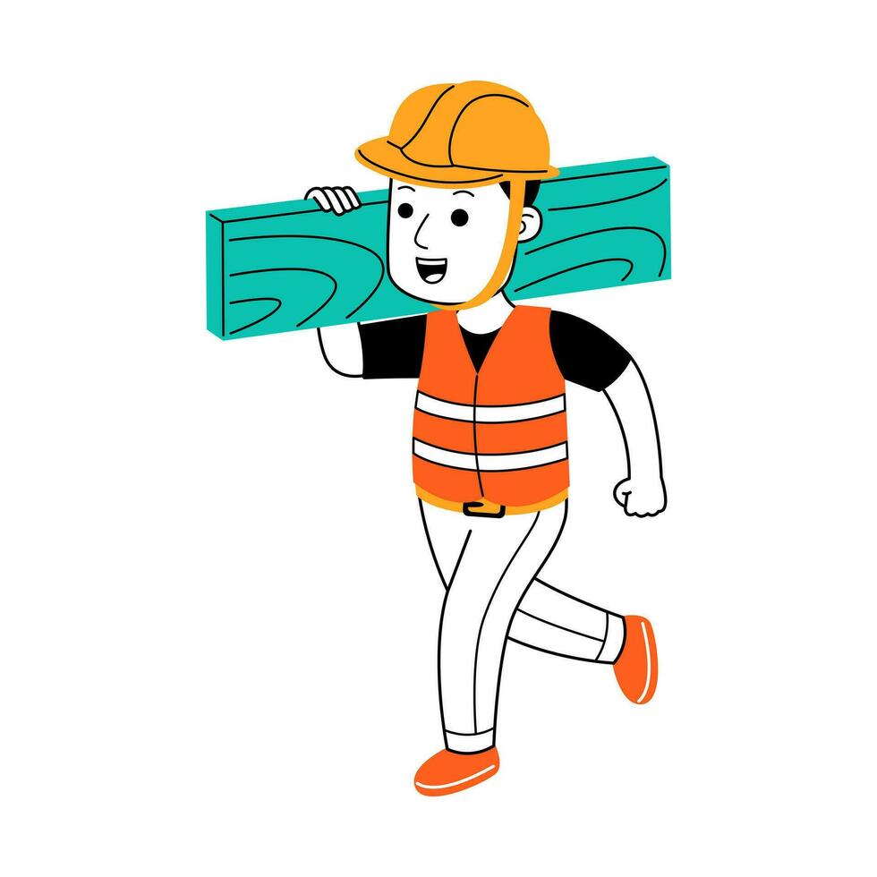 joven hombre constructor vector ilustración