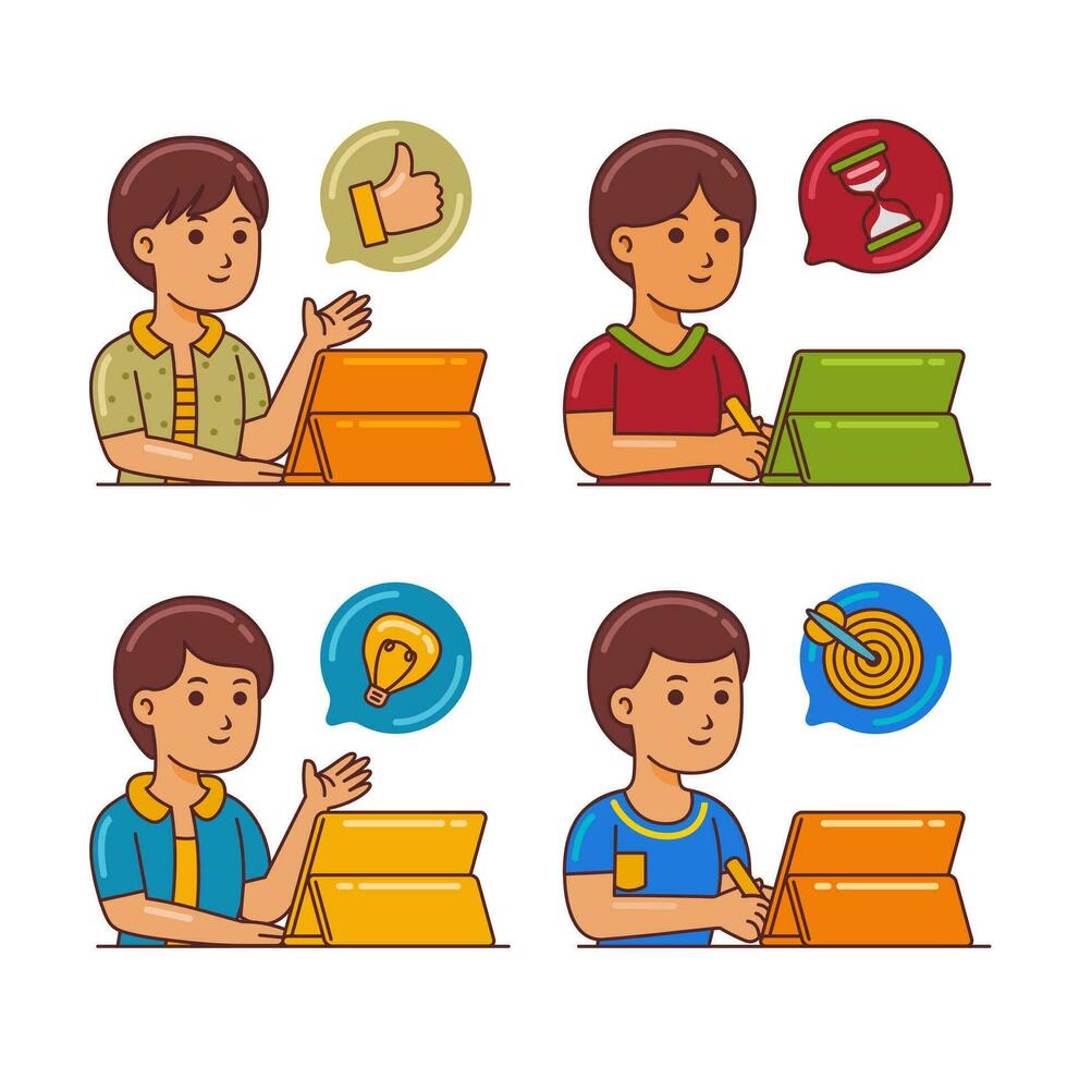 young man working vector illustration