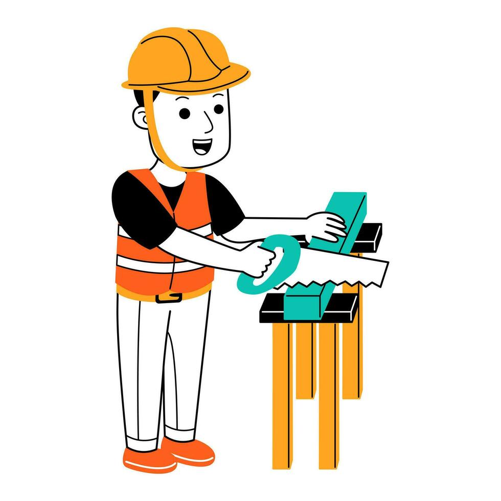 young man builder vector illustration