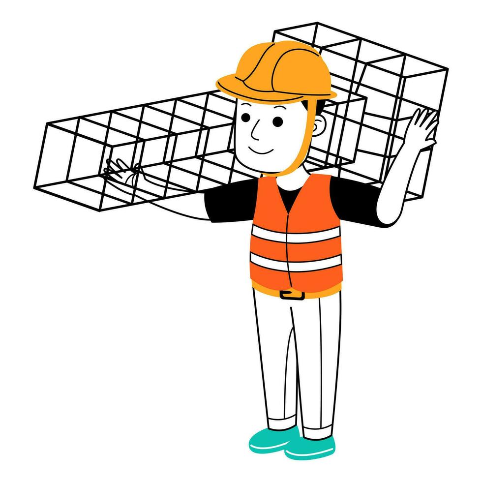 joven hombre constructor vector ilustración