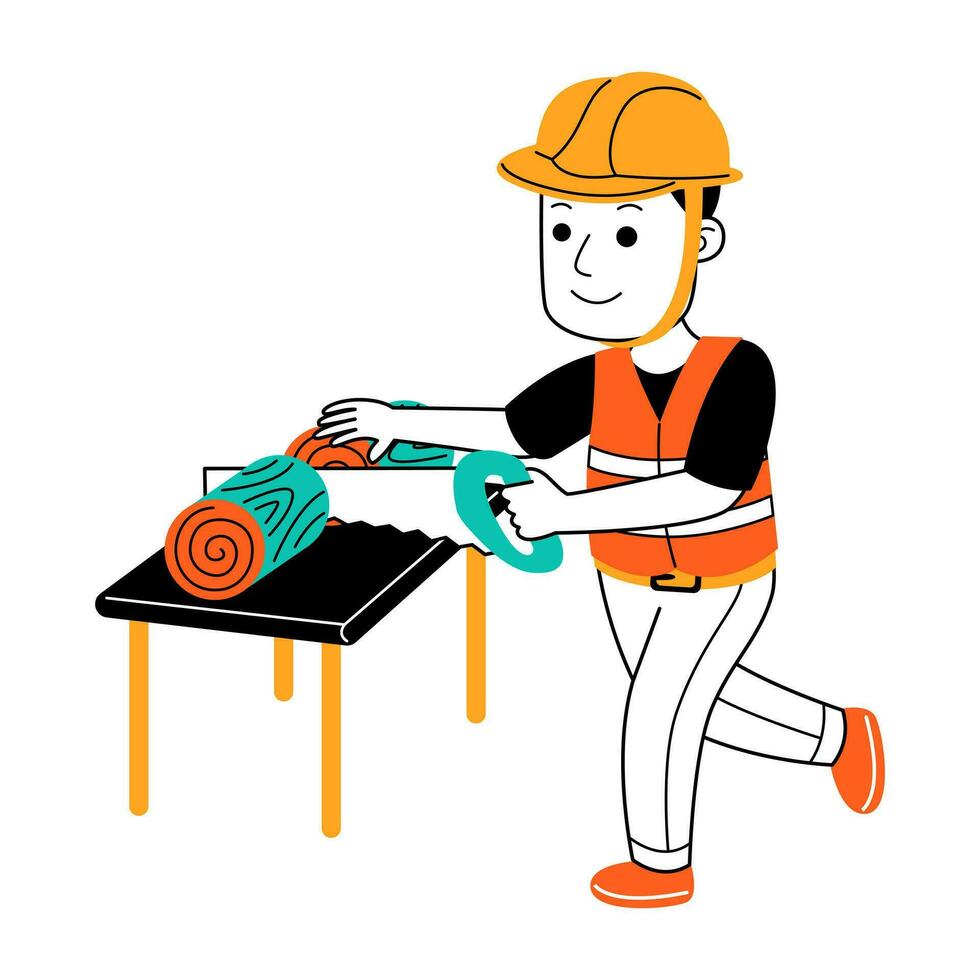 young man builder vector illustration