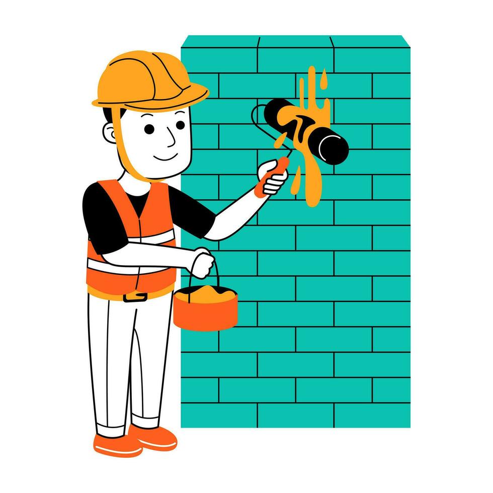 joven hombre constructor vector ilustración