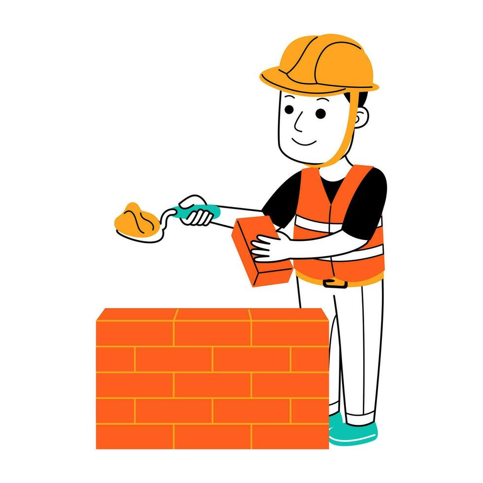 joven hombre constructor vector ilustración