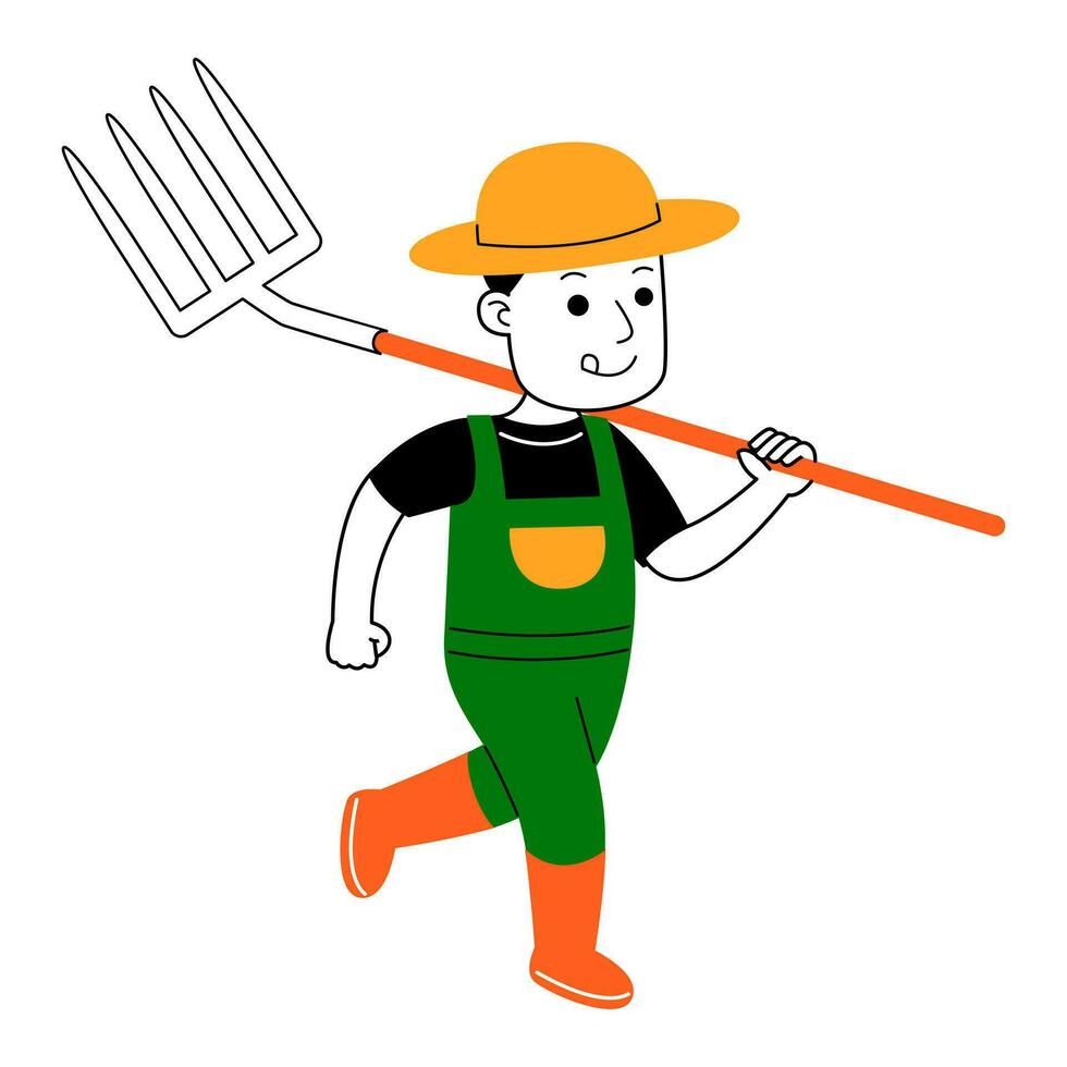 young man farmer vector illustration