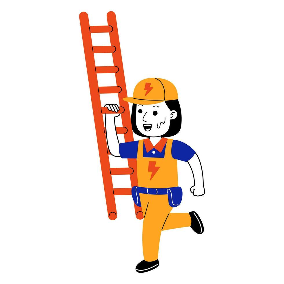 young woman electrician vector illustration