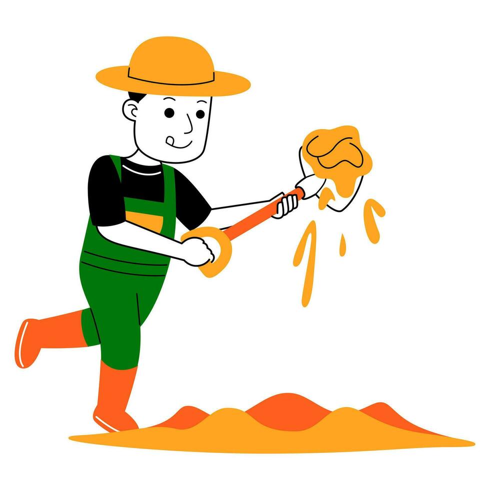 young man farmer vector illustration