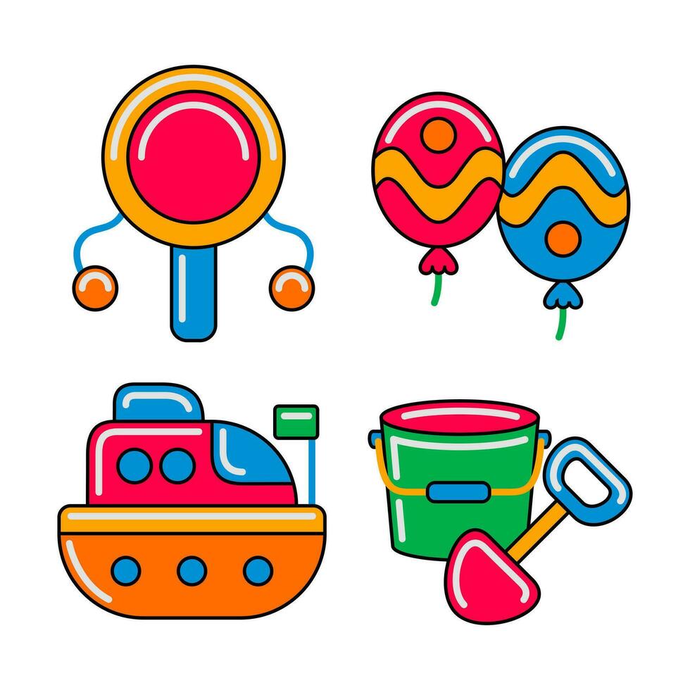 kids toy objects vector illustrations set