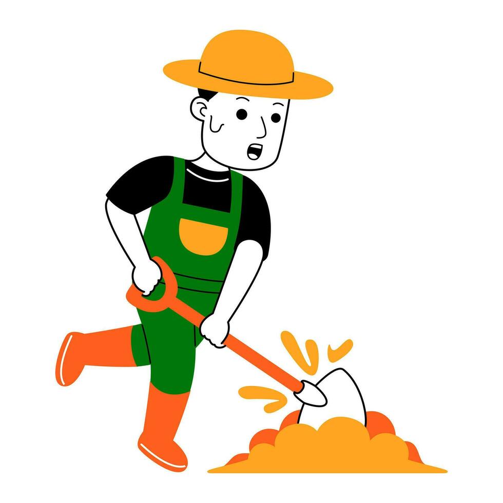 young man farmer vector illustration