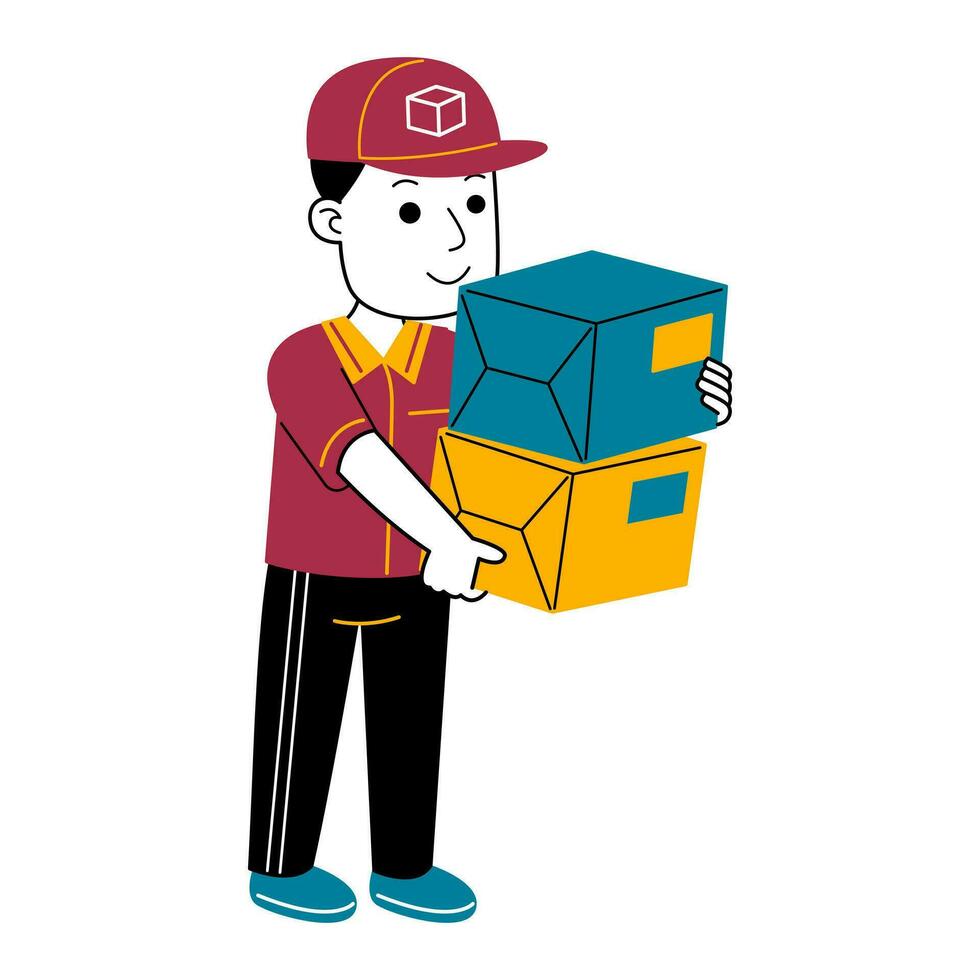 young man courier vector illustration