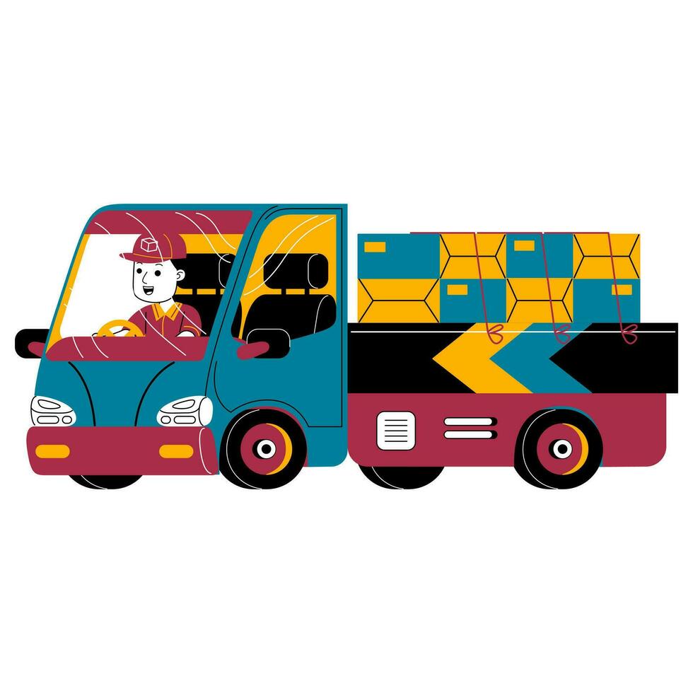 young man courier vector illustration