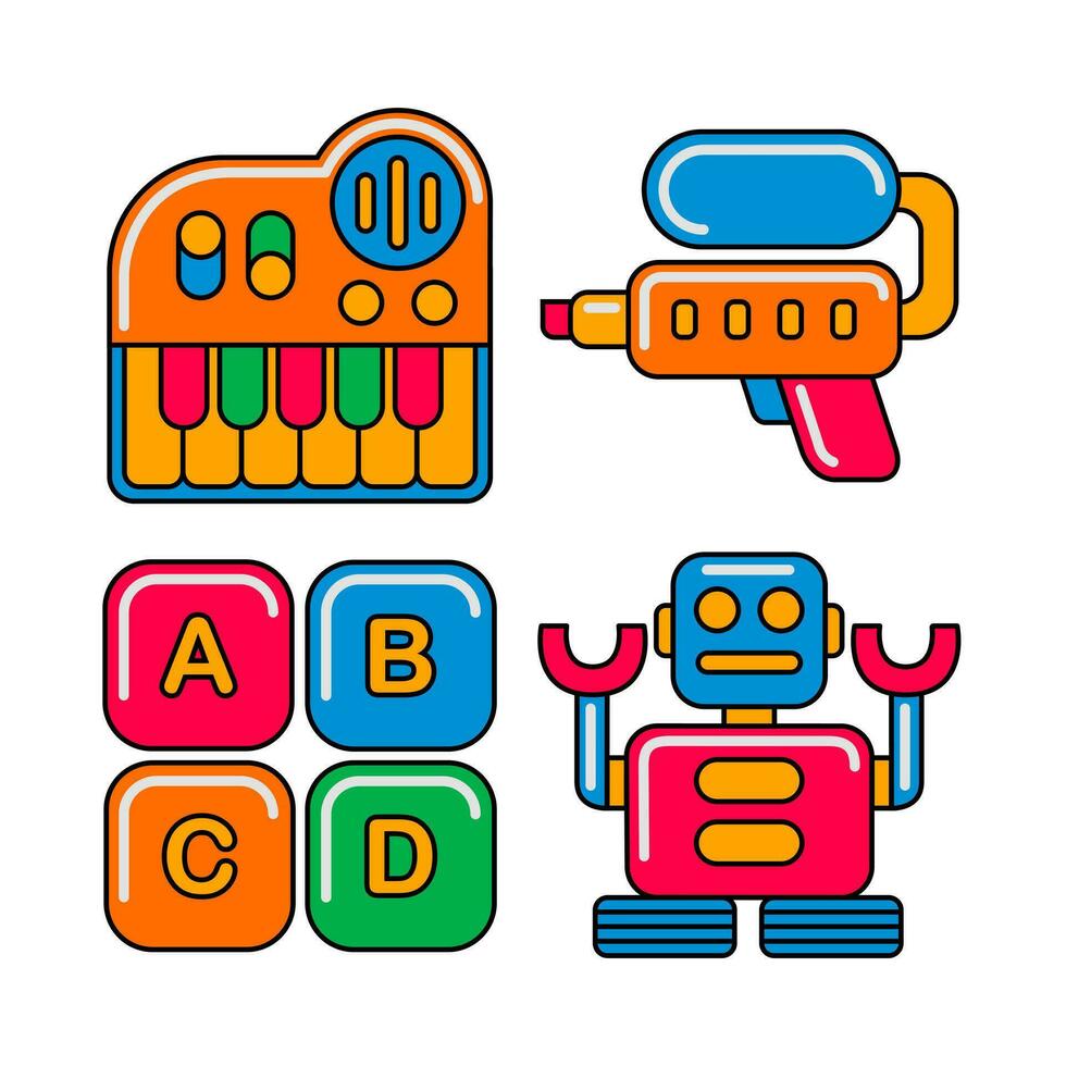 kids toy objects vector illustrations set