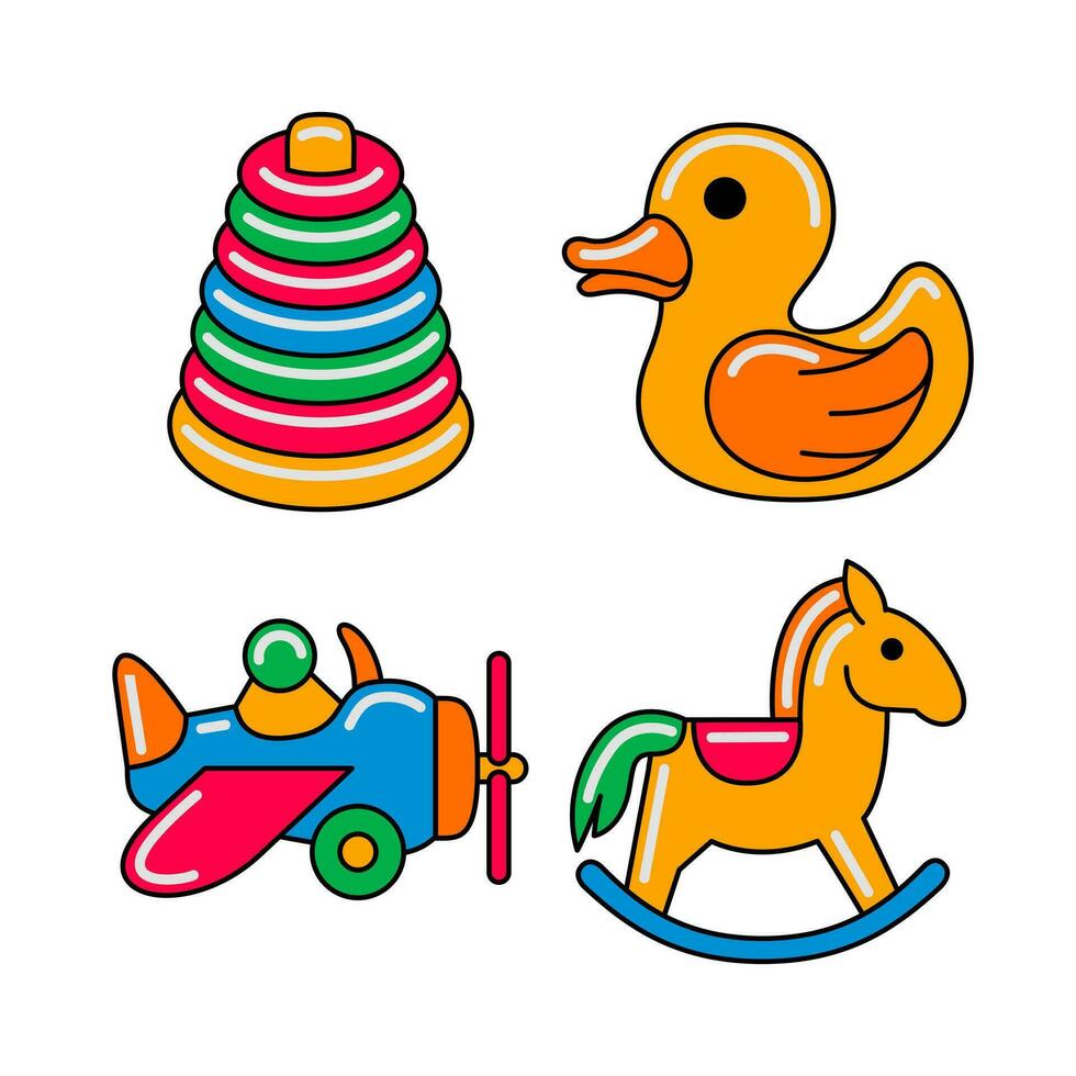 kids toy objects vector illustrations set