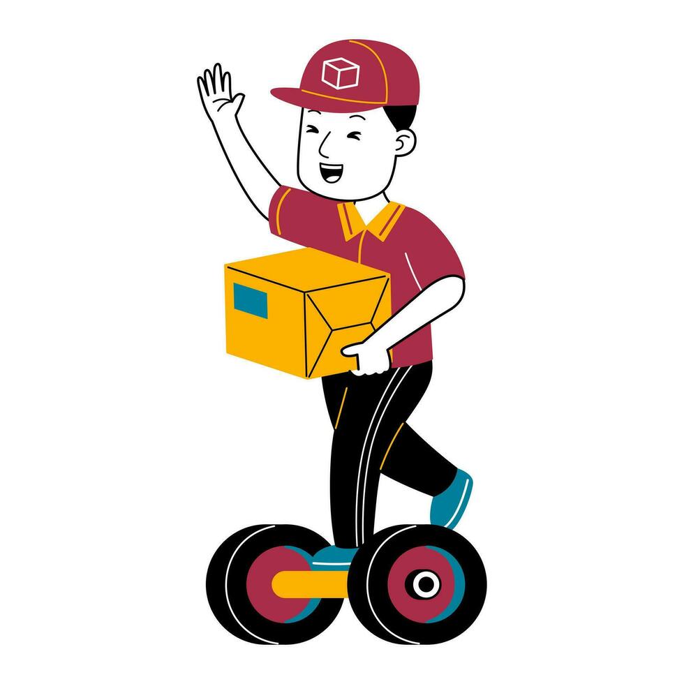 young man courier vector illustration