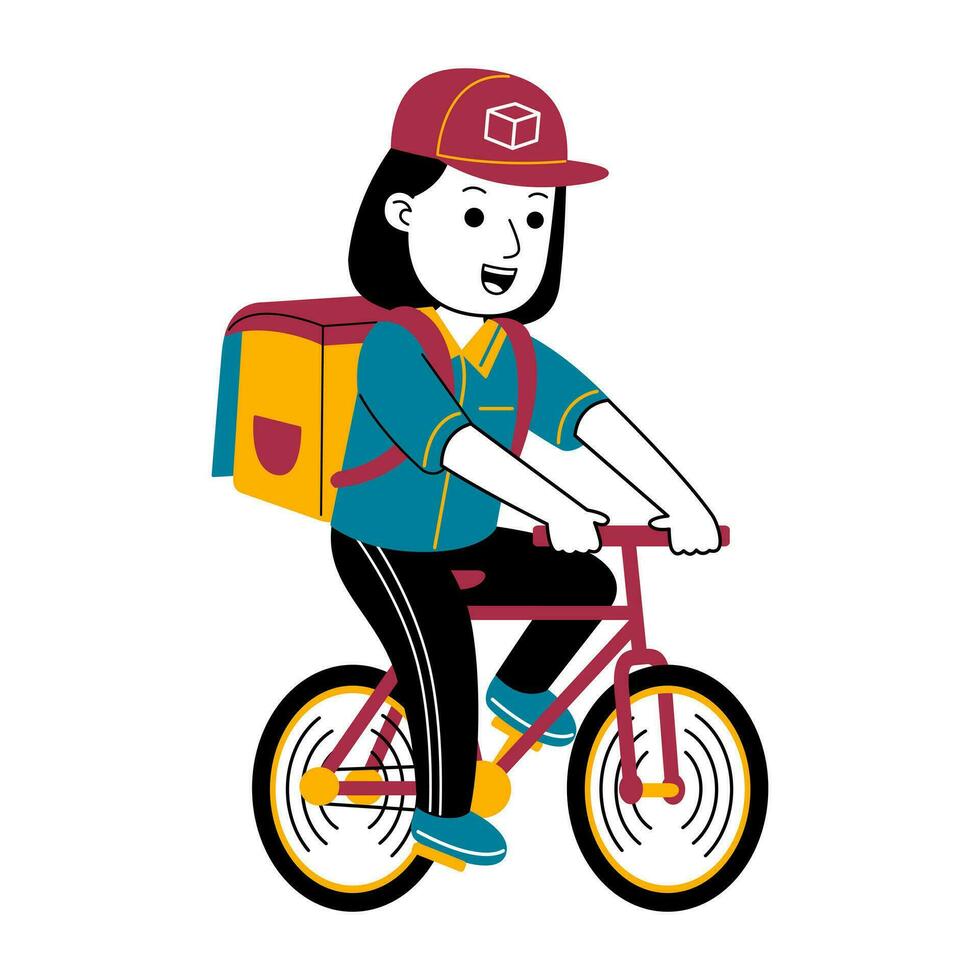 young woman courier vector illustration