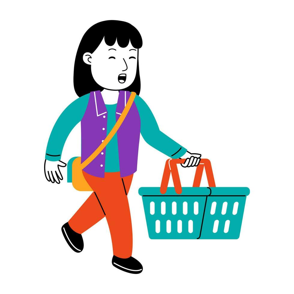 young woman shopper vector illustration