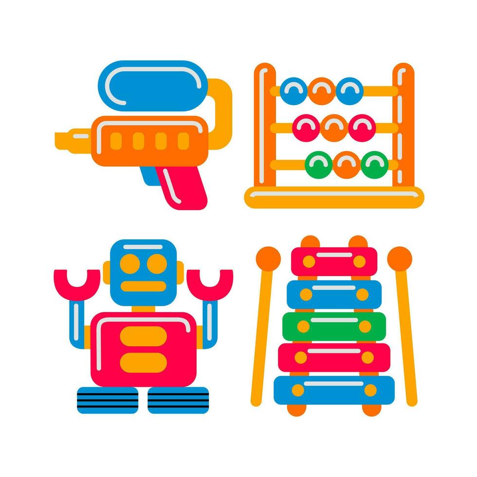 kids toy objects vector illustrations set