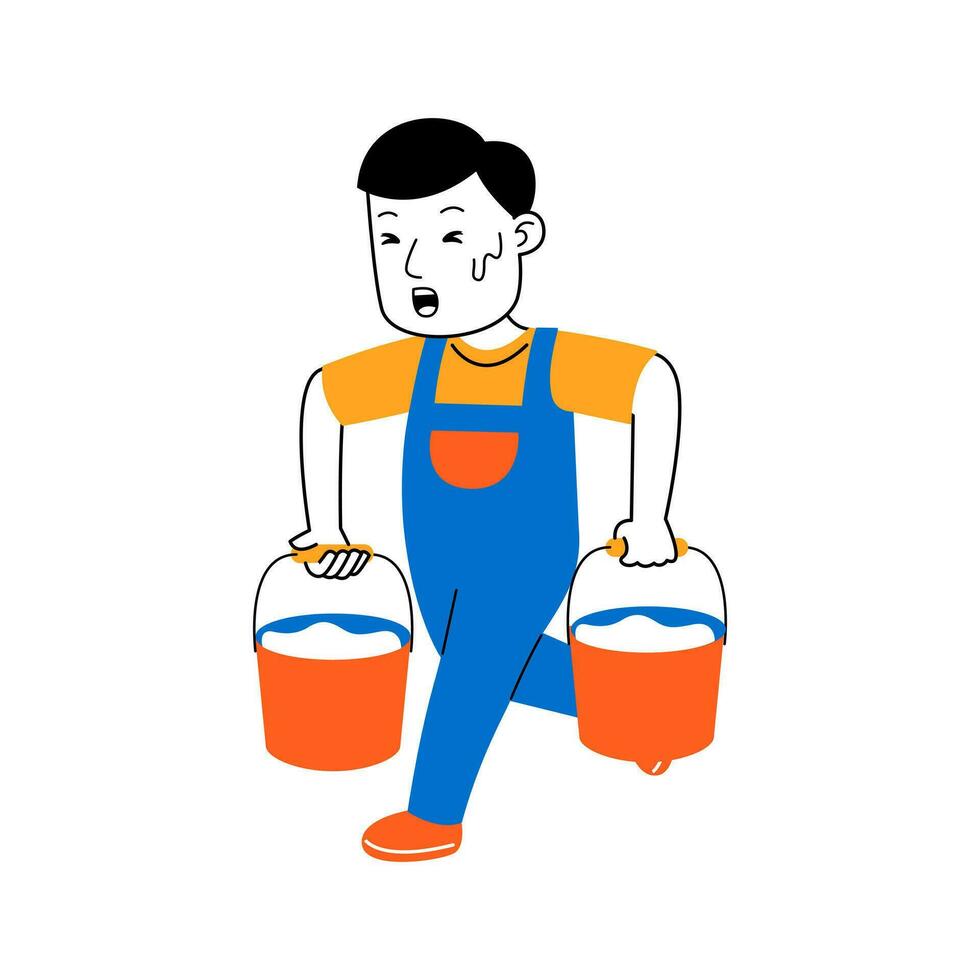 young man house cleaner vector illustration