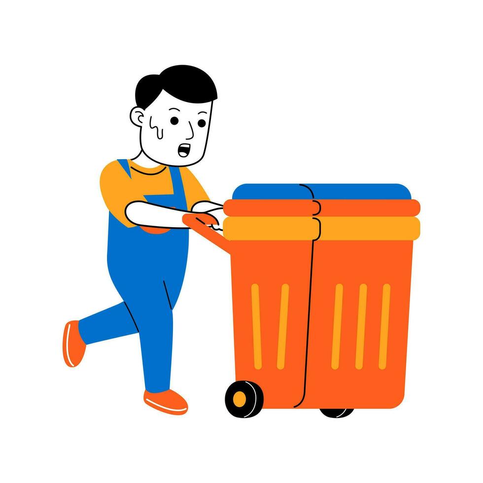 young man house cleaner vector illustration