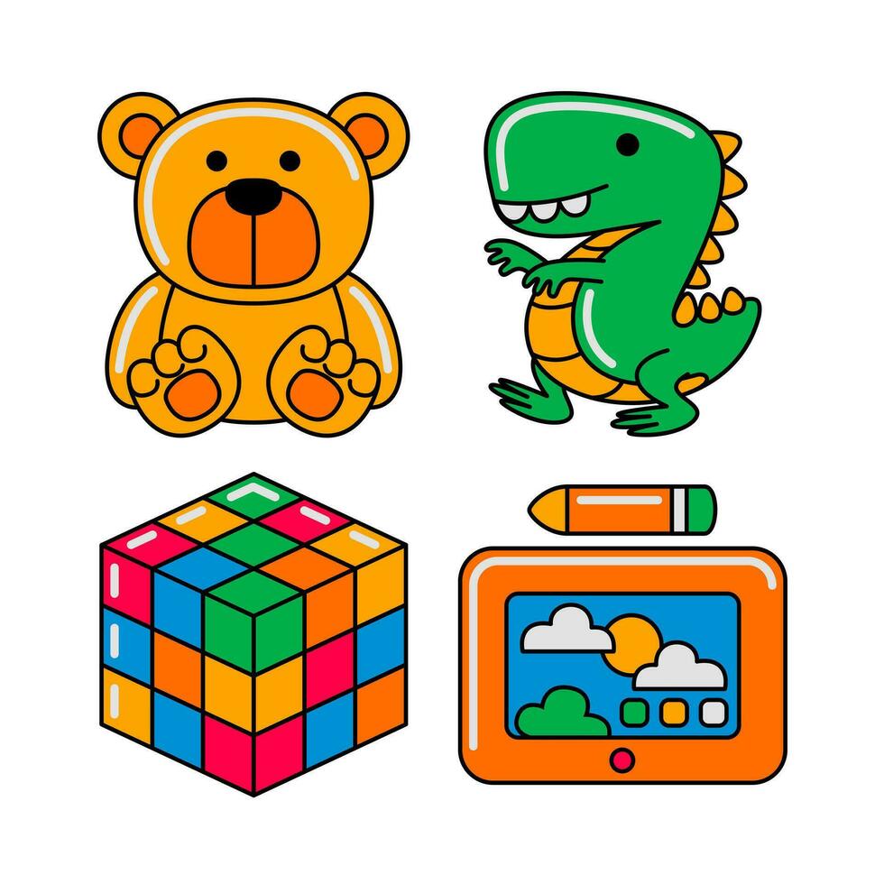 kids toy objects vector illustrations set
