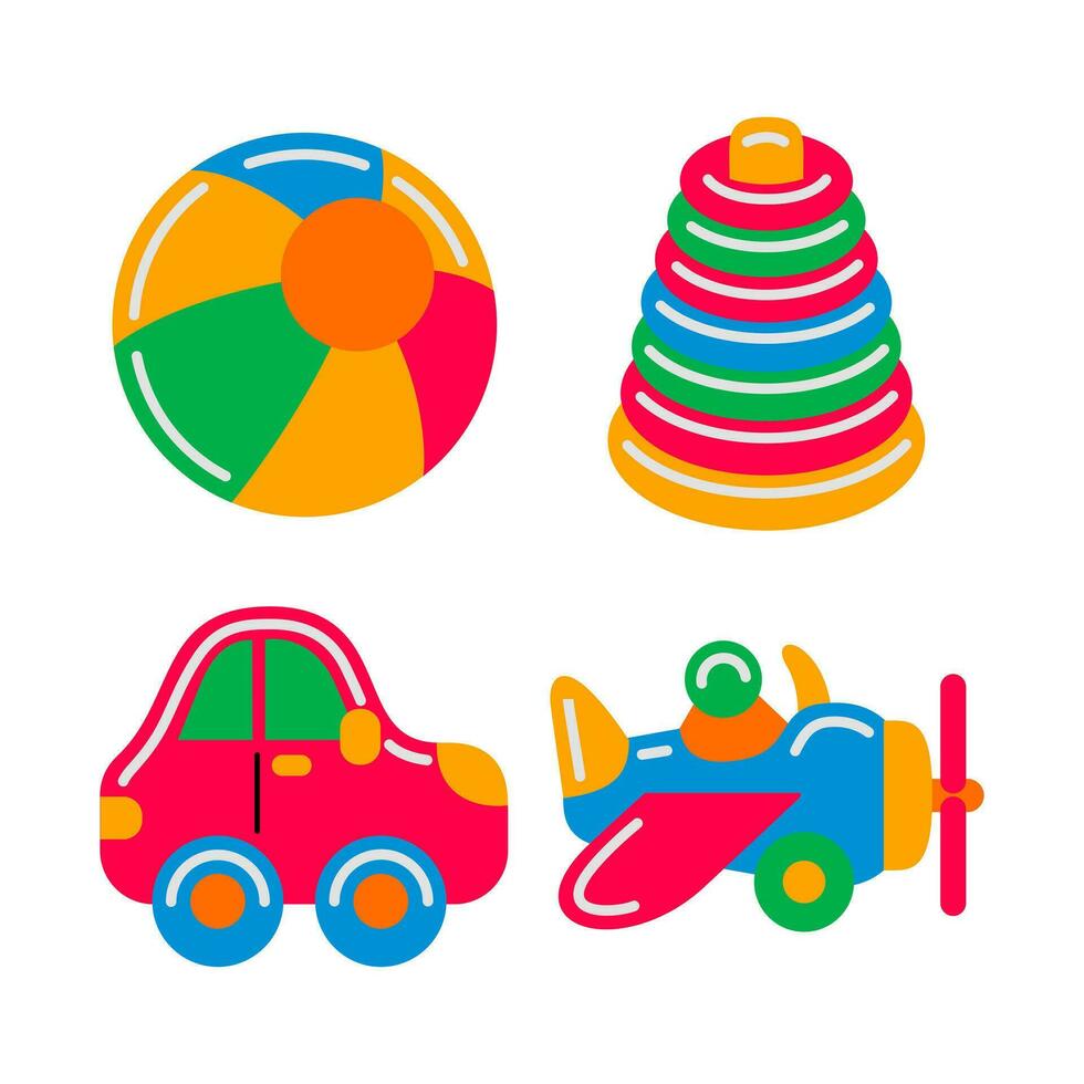 kids toy objects vector illustrations set