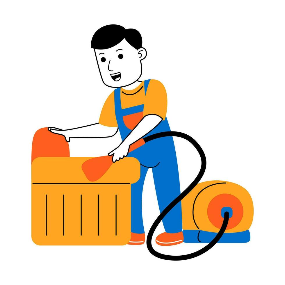 young man house cleaner vector illustration