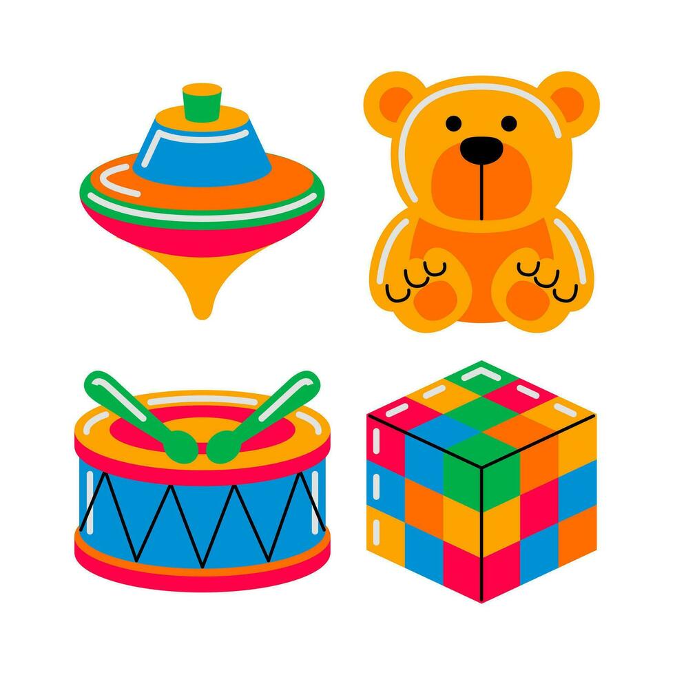kids toy objects vector illustrations set