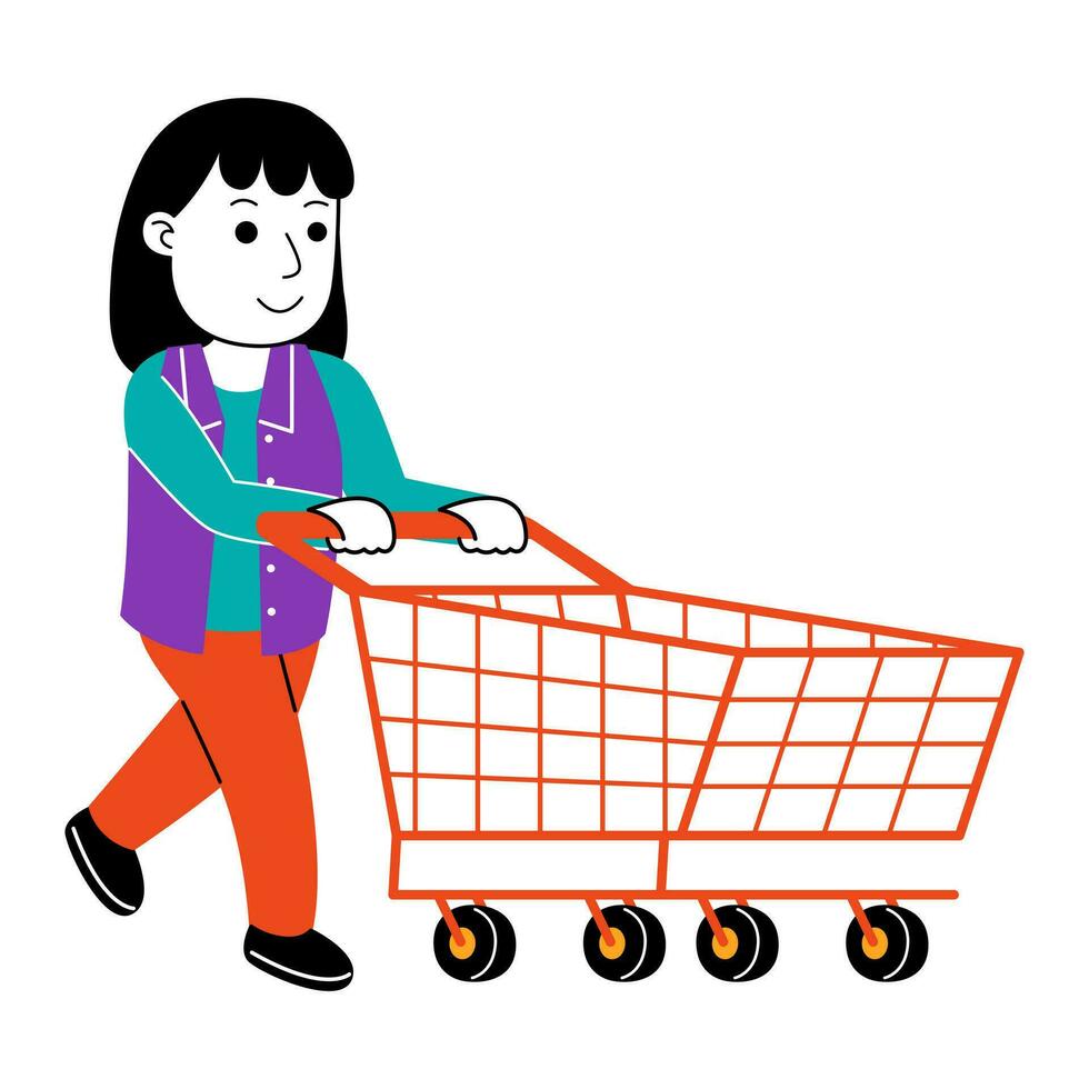 young woman shopper vector illustration