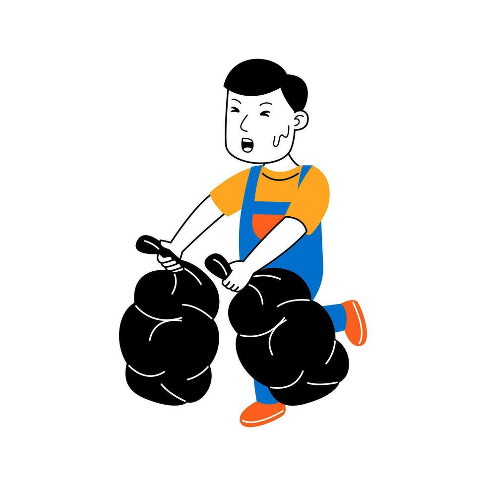 young man house cleaner vector illustration