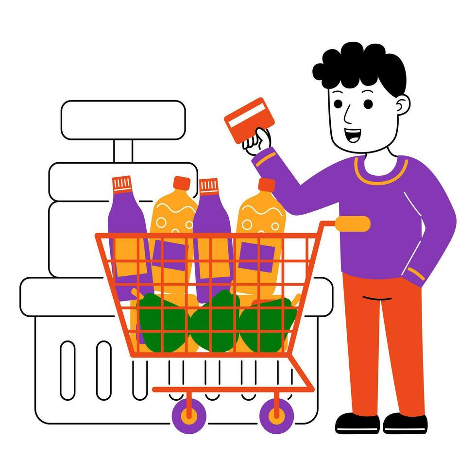 young man shopper vector illustration