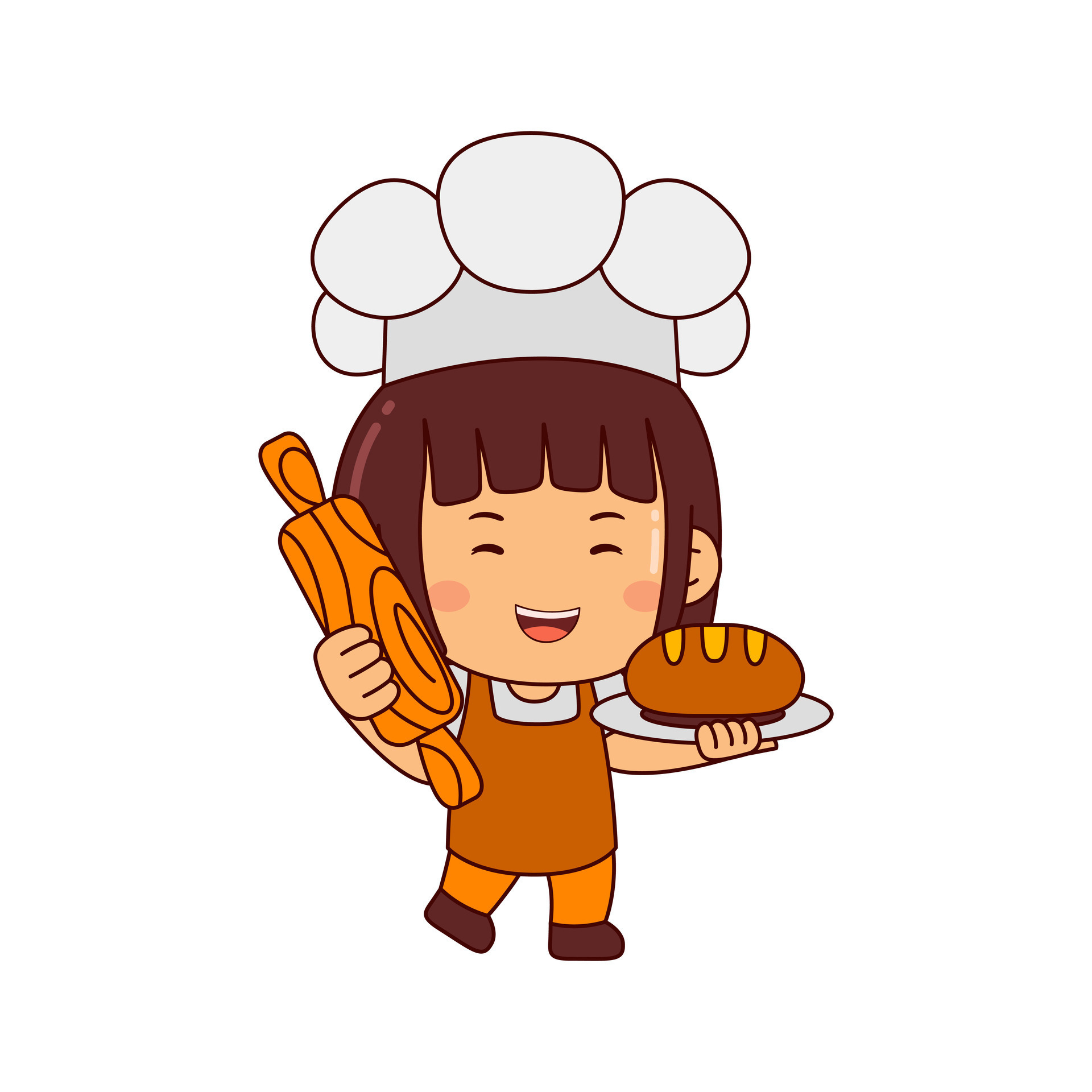 cute baker girl cartoon character vector illustration 34367974 Vector