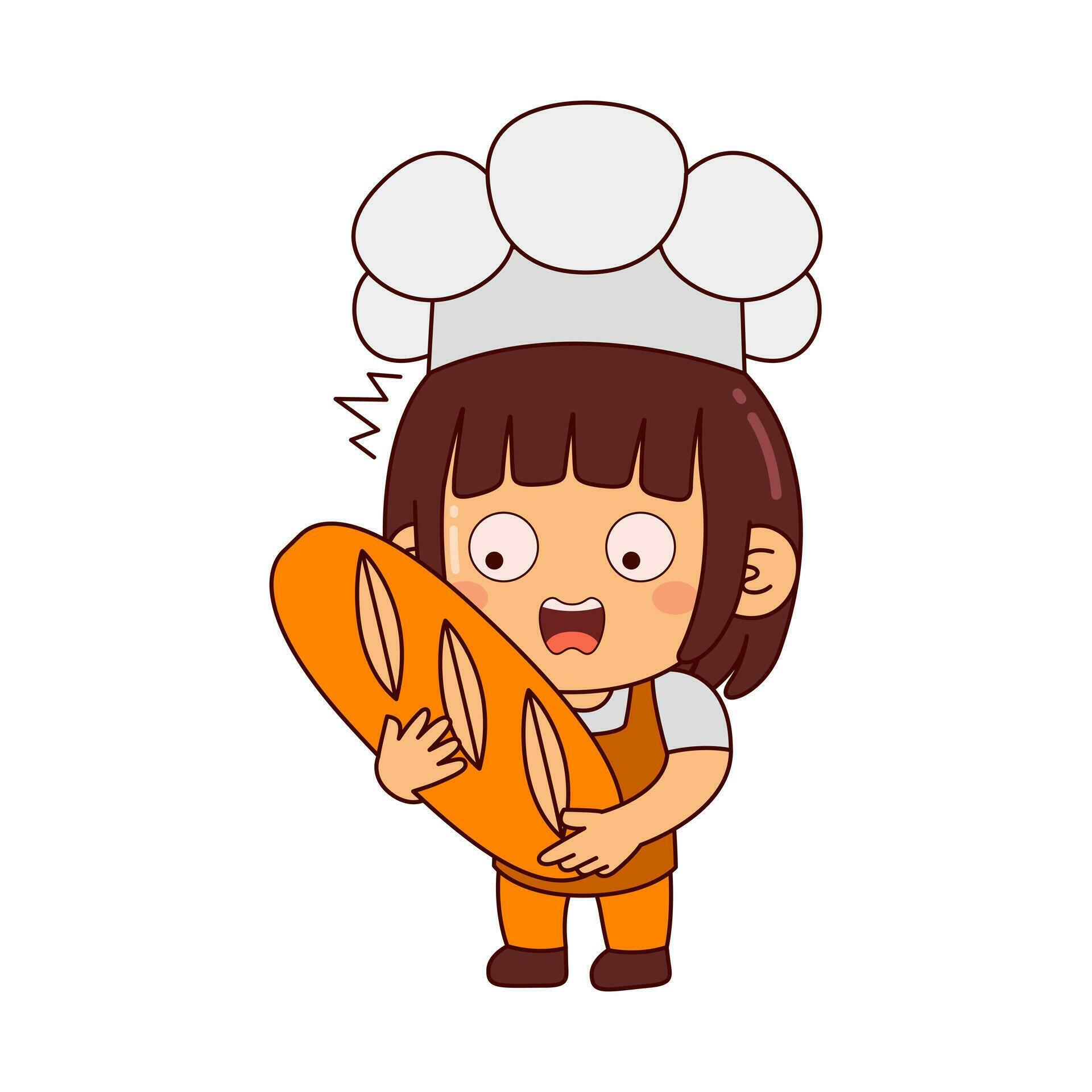 cute baker girl cartoon character vector illustration 34367981 Vector