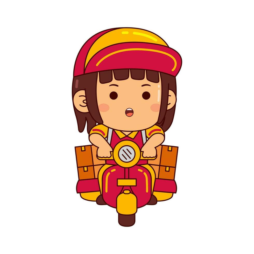 cute courier boy cartoon character vector illustration
