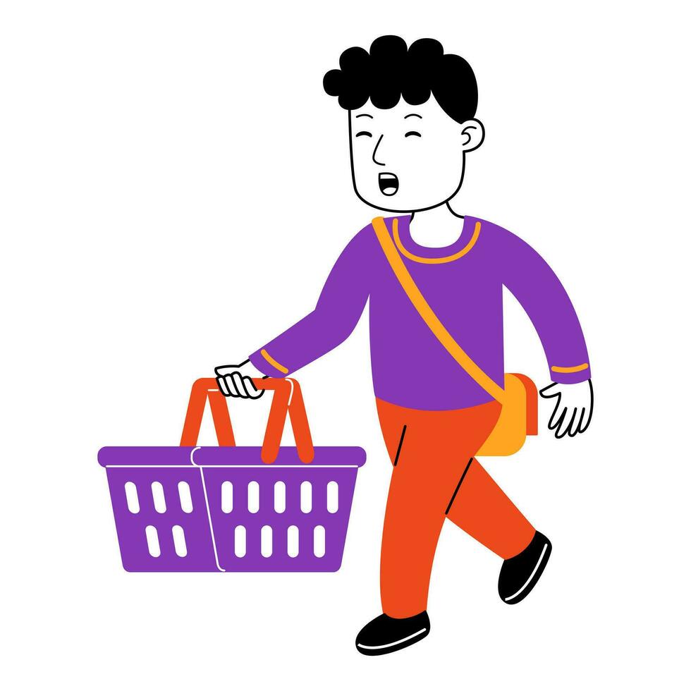 young man shopper vector illustration