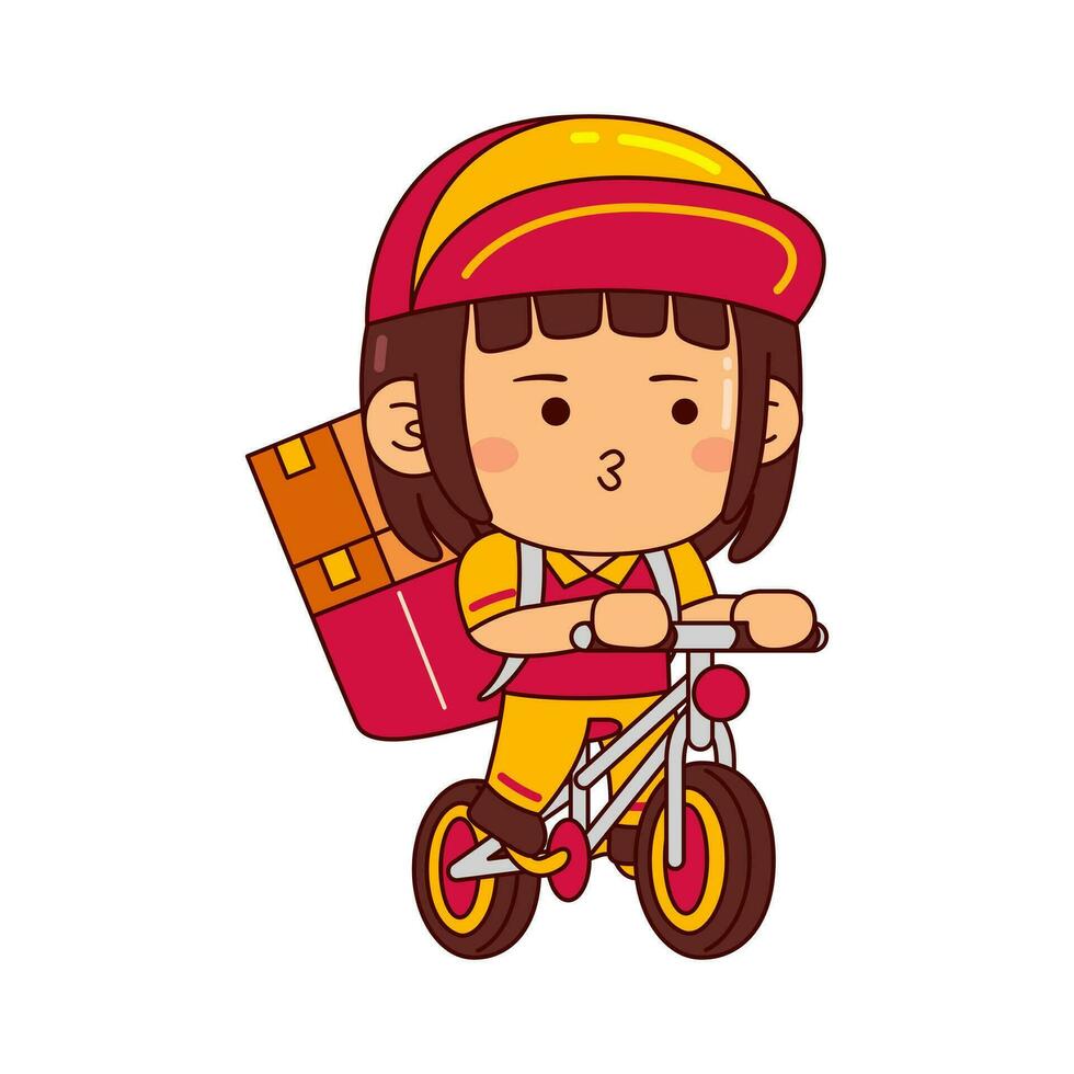 cute courier boy cartoon character vector illustration
