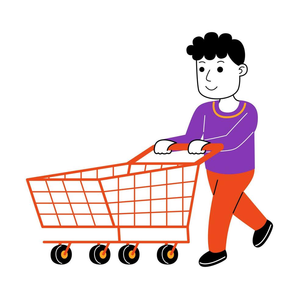 young man shopper vector illustration